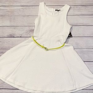 Express White embossed skater dress